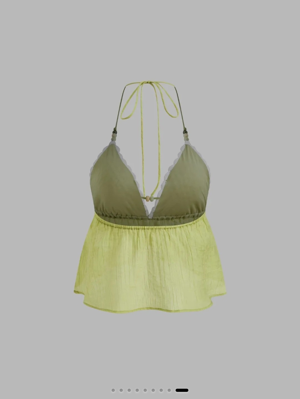 CIDER Crochet Halter Ruffle Tank Top in Olive Green SIZE 2 - Picture 3 of 3